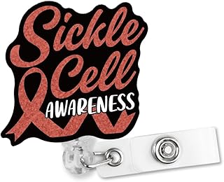 Sixrip Sickle Cell Awareness Badge Reel, Funny Retractable Badge Reel with Shark Clip Gifts for Hematology Nurse Doctor Sickle Cell Anemia Warrior, National Sickle Cell Awareness Month Gifts