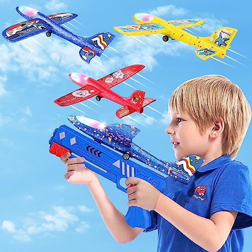 TZPAUG Aeroplano Giocattolo Bambini, Aereo Polistirolo con Pistola Catapulta, Aereo