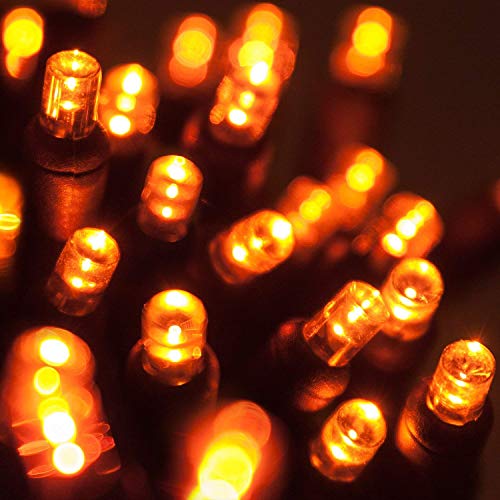 Wintergreen Lighting Led Amber/Orange Halloween Mini Light Set, 70 5Mm Lights, Indoor/Outdoor Halloween Light Decorations, 120V Ul Certified, Black Wire #TOP18