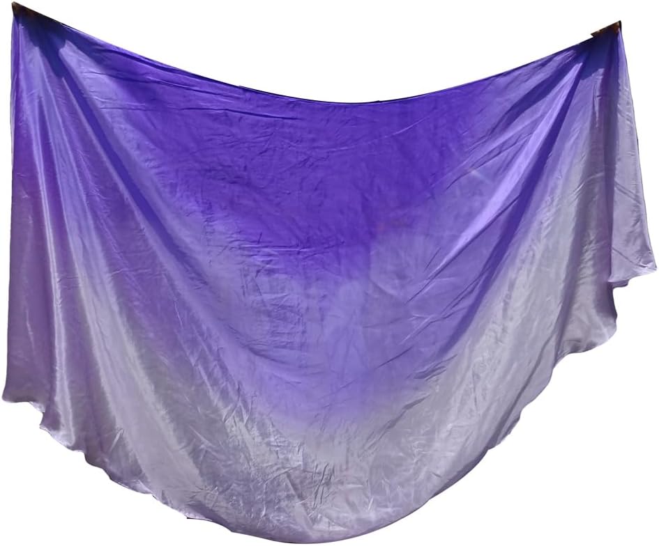 Winged Sirenny Pairs of Half Circle 6mm Lightweight Real Silk Veils for Belly Dance –Hand Painted Semi-Circular Veil for Spinning & Double Veil Routines