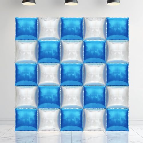 Guirlande ballons bleu métallisé argenté 4D déco fond fête anniversaire et baptême