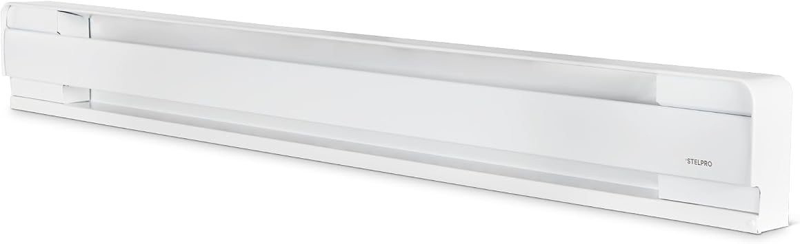 Stelpro Brava Electric Baseboard Heater 1000W / 240V - 48" L x 5 7/8" H Rounded Corners Durable Steel Convection Heater for Quiet, Even Heat AB41002W White