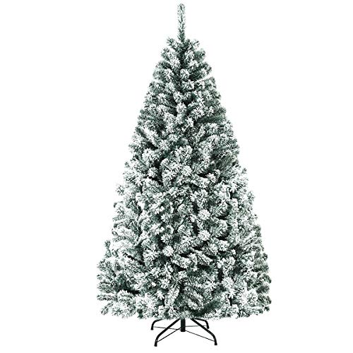 COSTWAY Arbol de Navidad Nevado 180 cm, Arbol de Navidad con Nieve, Agujas de PVC de 600 Puntas, Arvore de Natal Verde Hogar Fiesta Interior (Altura 180cm)
