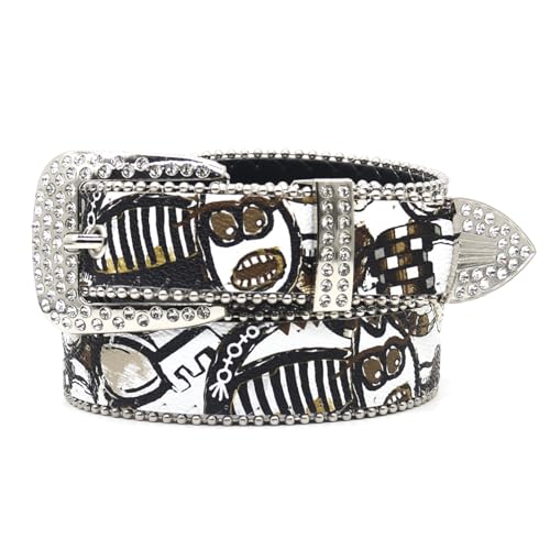 Ceinture en strass style western avec motif graffiti vintage pour pantalon jean de cowboy