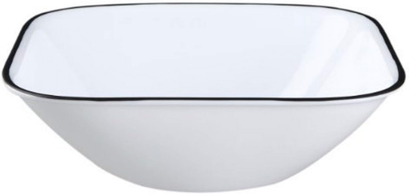 Corelle Vitrelle 6-Piece (22-Oz) Cereal Soup Bowls, Triple Layer Glass and Chip Resistant, Lightweight Square Dinnerware Bowl Set, Simple Lines