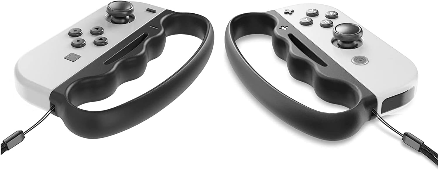 Fitness Boxing Hand Grips for Nintendo Switch & OLED Model JoyCon, FANPL Upgrade Fit Boxing Clasp Accessories Handle for Adults and Children, Enhance Your Gaming Experience, 2 Pack (Black and Black)
