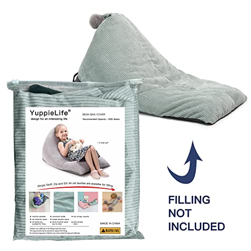 Yuppielife Stuffed Animal Storage Bean Bag Chair Cover For Kids, Zipper Storage Bean Bag Without Filling, Plush Toys Holder And Organizer - Premium Corduroy 200L (Green) #TOP6