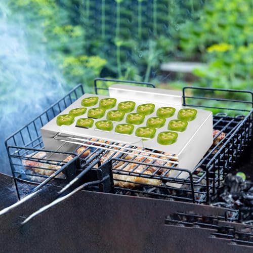 Soporte para asar pimientos en parrilla y ahumador con herramienta descorazonadora 5