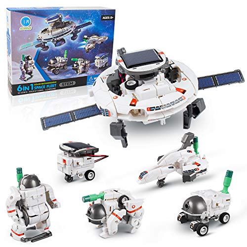 Solar Robot Kit for Kids Age 8-12, STEM Building Toys,6-in-1 Build Your Own Robot with Solar Panel & Battery Power, Science Educational Christmas Birthday Idea Gifts for Boy Age 8 9 10 11 12