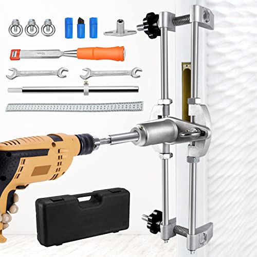 KOSIEJINN Kit de Instalación De Cerradura De Puerta Herramienta de Plantilla Mortaja de Instalación Con 3 Pcs Acero De Tungsteno De Madera Maciza Kit Herramientas De Instalación Para Puertas Madera Cover