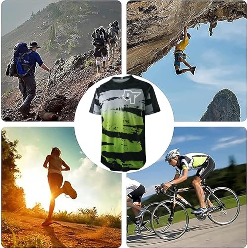Dinint Męskie koszulki kolarskie, krótki T-shirt, top odzieżowy koszulki rowerowe, oddychająca i pochłaniająca pot koszulka kolarska, do MTB Road Bike/Multisport/Fitness, Zielony, 3XL