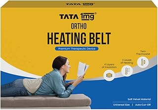 1MG Tata Electric Heating Belt | Heating Pad For Back, Shoulder, Knee, Ankle, Period Pain Relief | 4 Layer Insulation For Safe Usage | 3 Heat Settings | Auto Shut Off | 1 Unit, Grey