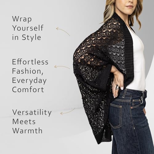 Open Weave Cocoon Shawl for Women, Cardigan Sweater, Lightweight Pashmina Shawl Wrap, Poncho Scarves for Women3