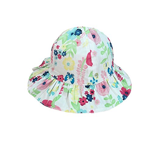 Kids Toddler Baby Summer Bucket Sun Hat Breathable Adjustable Fisherman Hats (White, m)