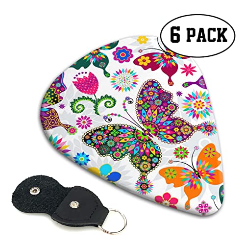 ASDTEHCY Lot de 6 médiators en celluloïd, motif papillon, motif floral, fin, moyen et lourd pour guitares acoustiques… - Les Beatles, Paul McCartney, John Lennon, RIngo Starr, George Harrison ASDTEHCY Lot de 6 médiators en celluloïd, motif papillon, motif floral, fin, moyen et lourd pour guitares acoustiques… – Image 5