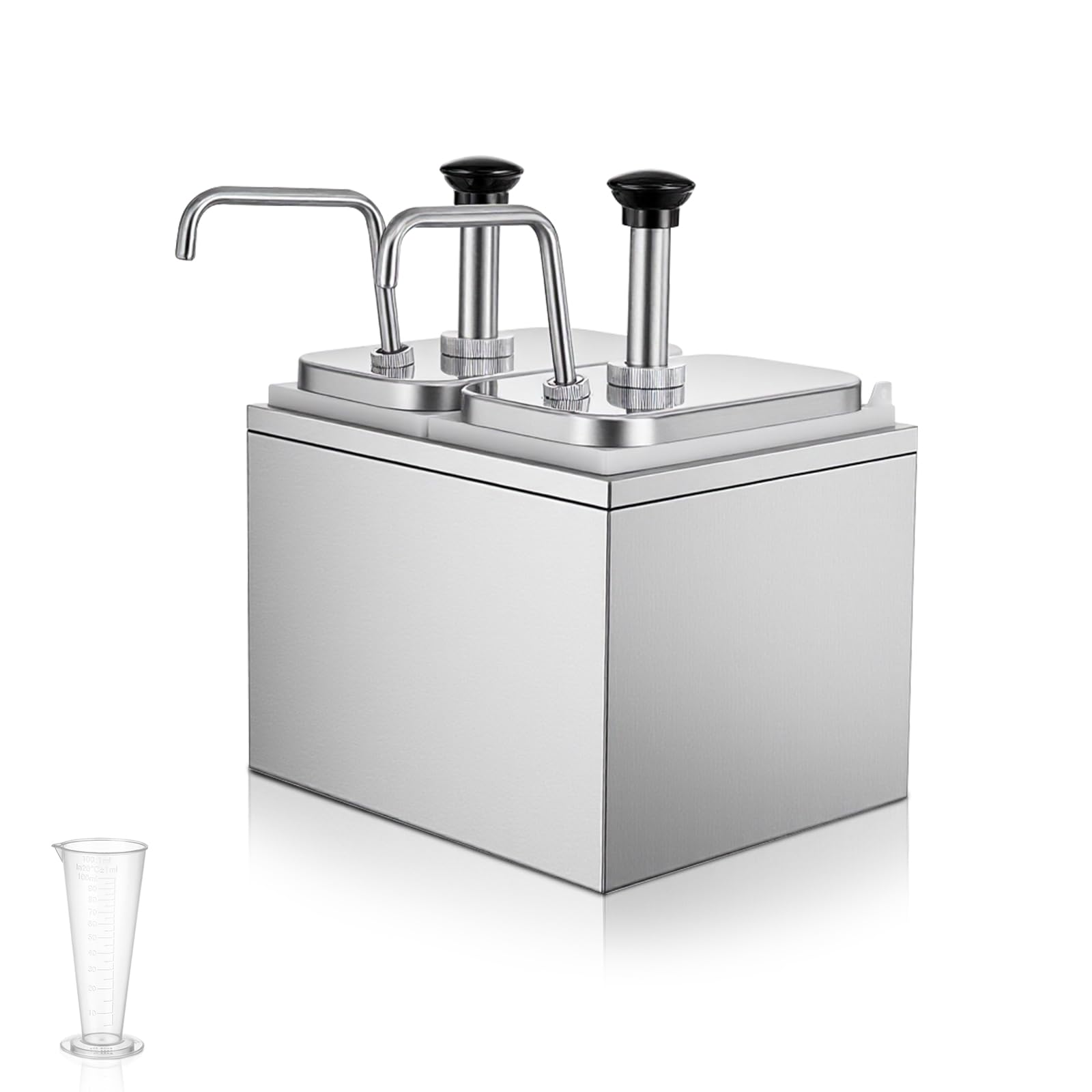 Photo 1 of 2L 3L Commercial Sauce Dispenser Pump Stainless Steel Condiment Pump Station for Syrup Salad Dressing Ketchup Seasoning Sauce (1 Head, 2 Liters)