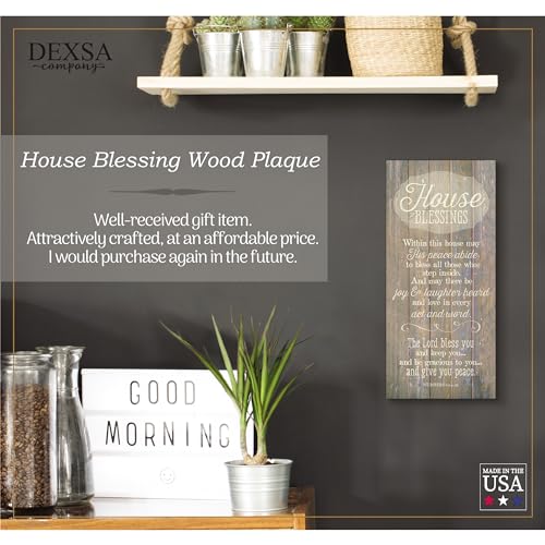 DEXSA House Blessing Wood Plaque - Made in the USA - 5.5"x12" - Classy Vertical Frame Wall Hanging Decoration | Within this house may His peace abide | Christian Family Religious Home Decor Saying - Thumbnail 2