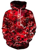 YAJOOEY Men Women 3D Graphic Hooded Pullover Unisex Novelty Hooded Sweatshirt with Pockets Medium