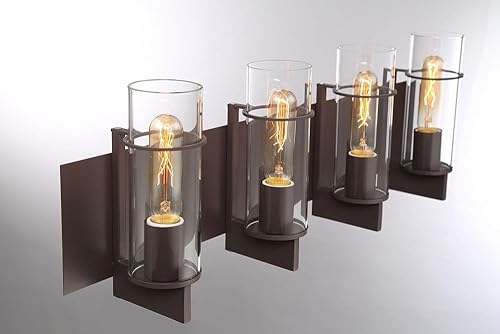 Miniatura 4 de Eurofase 34136-044 Pista - Moderno cilindro de vidrio transparente para baño, montaje en pared, con clasificación húmeda, 5 luces, 300 vatios en