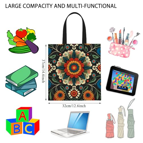 WCGXKO Polish Folk Art Tote Bag Polska Flowers Gift from Poland Babcia Gift (Polish Tote)2