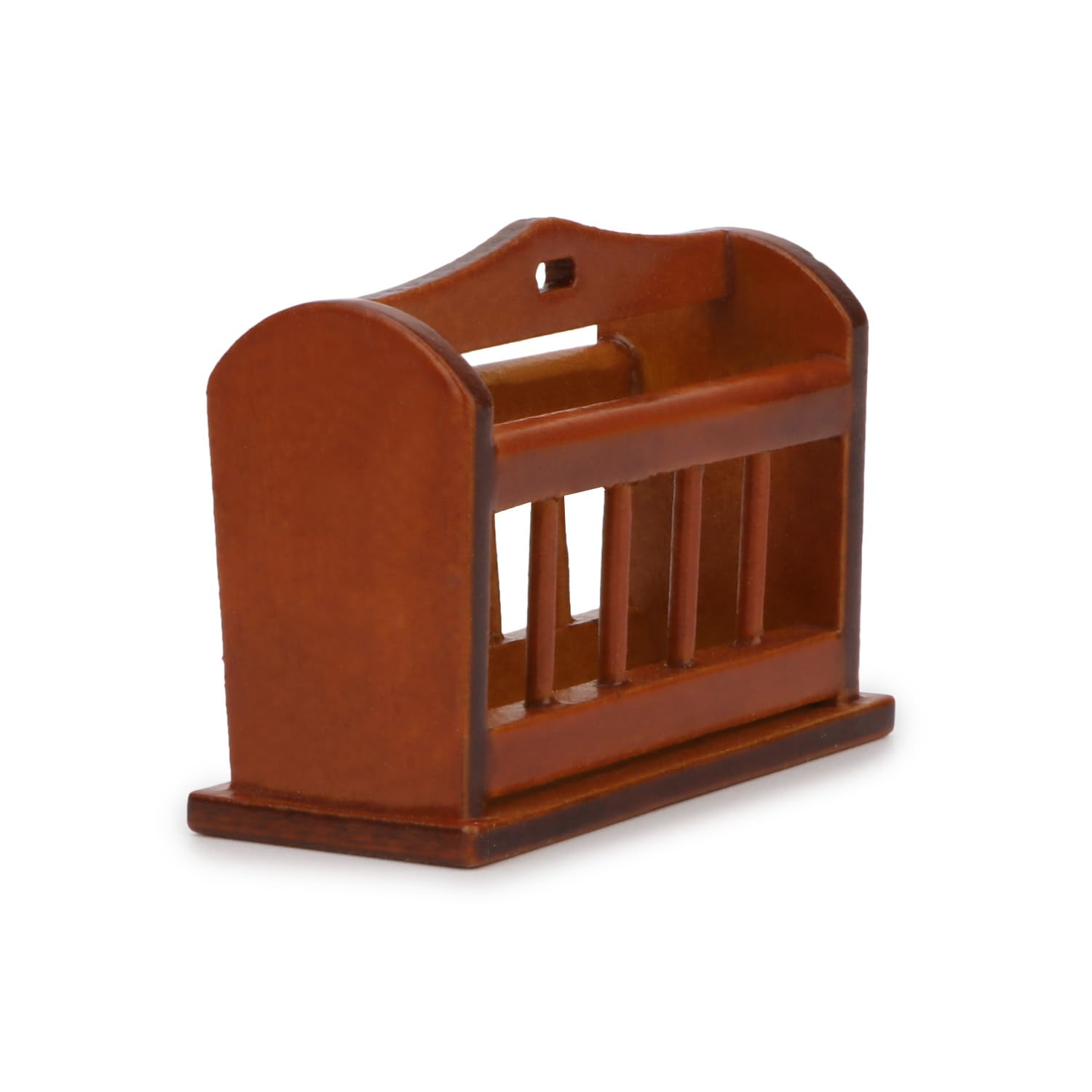 Miniature Magazine Paper Rack 1:12 Furniture for Dollhouse Books Newspaper Shelf Wooden Rack Living Room Accessories Decoration Ornaments (Brown)