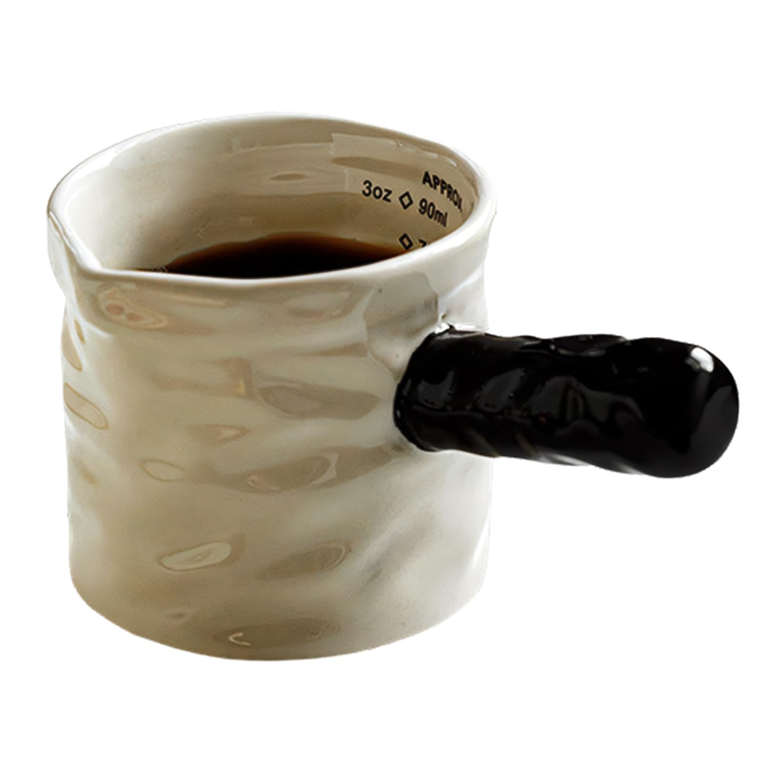 Tsophreniq Sturdy Porcelain Milk Measure Cup with Ergonomic Handle Kitchen Dispenser for Comfortable Use in Coffee Brewing Coffee Pitcher with Measurements
