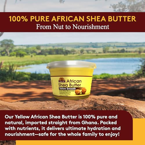 Okay Yellow Shea Butter for Hair and Skin - Raw African Shea Butter for Women and Men, Daily Moisturizer for Face and Body, Helps with Stretch Marks, Soothes Dryness - 13 Oz Jar (Pack of 1) - Thumbnail 6