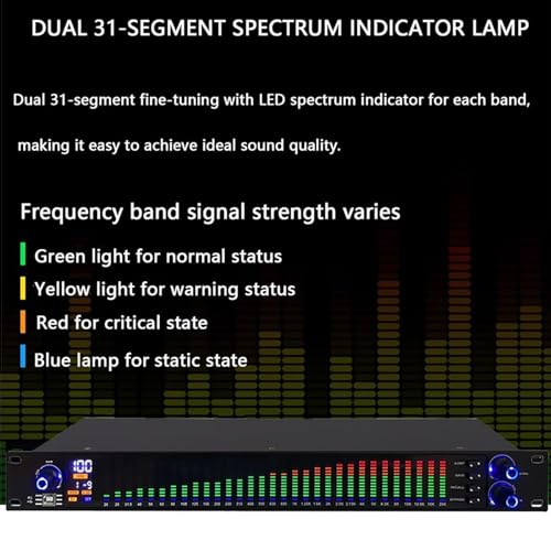 Ecualizador Gráfico Estéreo de 31 Bandas con Pantalla LED de Espectro, 10 Modos Preestablecidos, para KTV y Actuaciones en Escenario (EQ-777S) miniatura 7