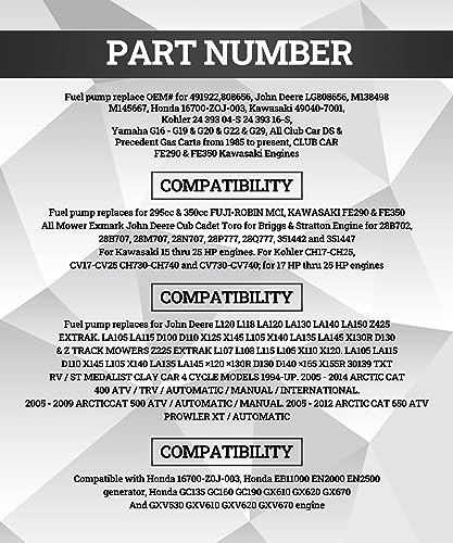 image for Zlirfy Fuel Pump,17HP-25 HP Small Engine Lawn Mower Tractor, Gas Vacuu