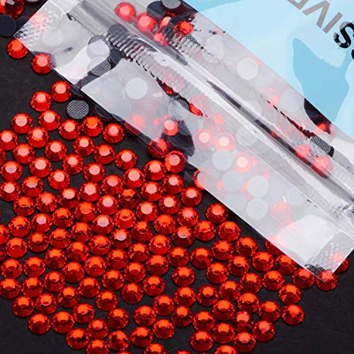 Image of 3000 Pieces Hot Fix Glass Flatback Rhinestones HotFix Round Crystal Gems (Light Red, SS10)