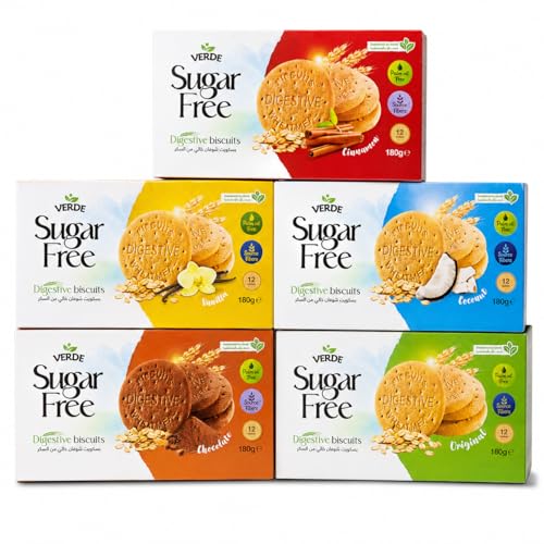 MIMA MIMA Sugar Free Digestive Biscuits Variety Pack, 900g, 5 Flavors, Sweetened with Stevia, High Fiber, No Palm Oil, 31.7 oz