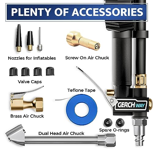 Digital Tire Pressure Gauge with Inflator, Improved Leaks Protection, 200PSI Air Chuck and Compressor Accessories, Extended Hose with 360° Air Chuck