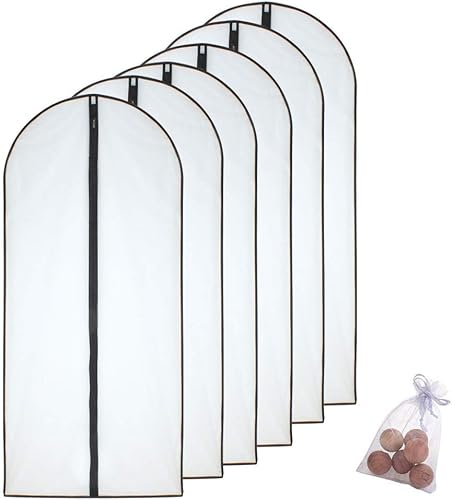 Vista 48 de Bolsas de ropa para colgar ropa, bolsa de traje transpirable (juego de 12) fundas con cremallera, bolsas de ropa de PEVA, bolsas impermeables