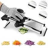 🥕 【Sehr vielseitig】: Mit diesem herrlichen Küchenwerkzeug drehen Sie einfach am Griff, um Äpfel, Zwiebeln, Karotten, Zucchini, Gurken, Kohl, Rote Beete, Rüben, Steckrüben, Radieschen, Kartoffeln, Süßkartoffeln, Kürbisse perfekt zu schneiden. Mit dem Mandolinenschneider können Sie problemlos Pommes Frites, Kartoffelchips, Obst- und Gemüsesalate und vieles mehr zubereiten.