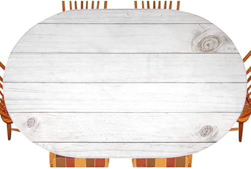Miniatura 1 de ESFVRG Mantel ovalado gris y blanco, tablones de madera, líneas horizontales, madera rústica, fondo de roble suave, comedor en interiores y