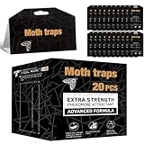 PIMAG Upgraded Moth Traps, 20Pack Double Potent Pantry & Clothes Traps with Pheromones Prime, No Toxic & Odorless Meal Moth Trap, Organic Sticky Moths Balls Repellent with Lure for Closet, Kitchens