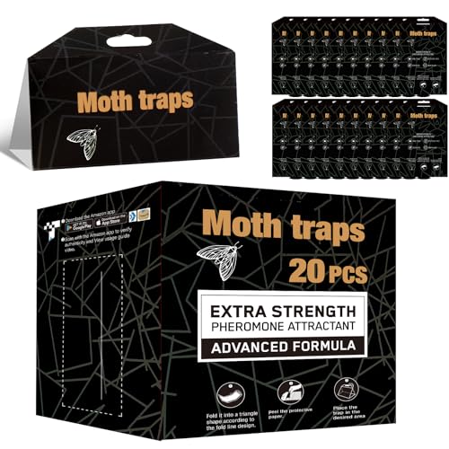 PIMAG Upgraded Moth Traps, 20Pack Double Potent Pantry & Clothes Traps with Pheromones Prime, No