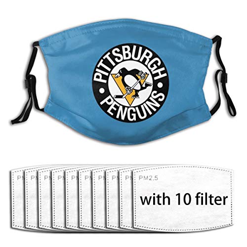 Mouth Cover Magic Scarf Headwear for Pittsburgh Hockey Fans Reusable Half Face Covering with 10 Filter