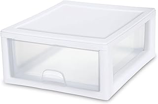 Sterilite 6-Pack Plastic Storage Drawers, Stackable Drawer Organizer Bins, Clear, 16 Qt