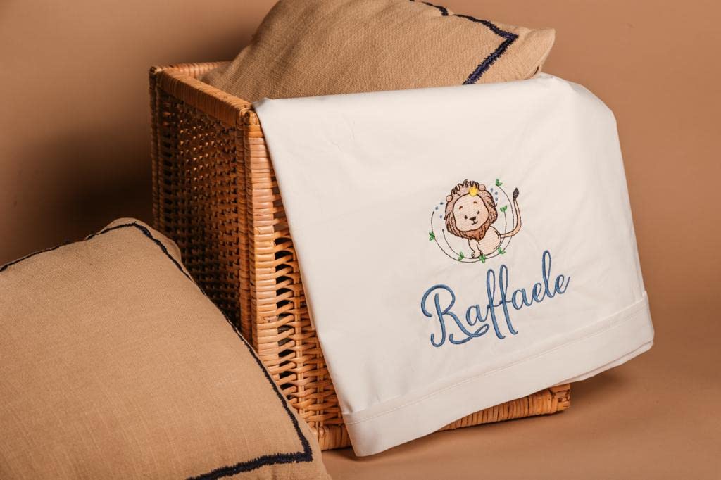Lenzuolino Disegno Personalizzato Culla Neonato Set 3Pz. Lettino Ricamato Regalo Bimbi Nascita Coordinato Completo Vari Colori