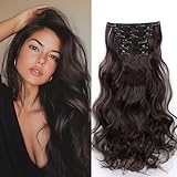Gairyan 52cm Clip in Extensions Gewellte Dunkelbraun 6PCS Haarverlängerungen mit Clips Synthetik Haar Extensions Clip in Haarteil Haarextension Wellige Lang Lockige für Frauen