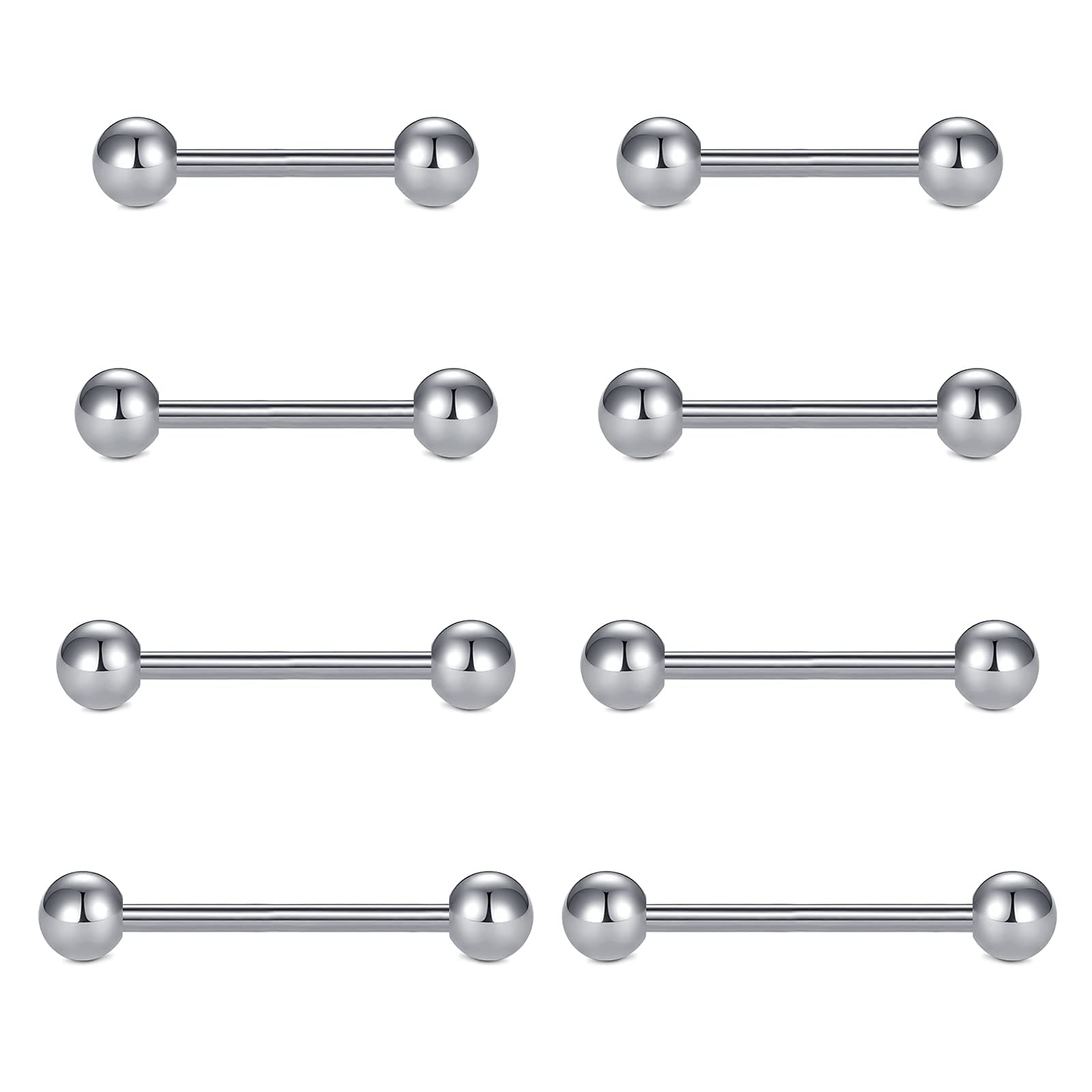 FECTAS 5 unids 14 G Acero quirúrgico pezón Piercing Lengua Bar Set Body Piercing Joyería 12/14/16/18mm