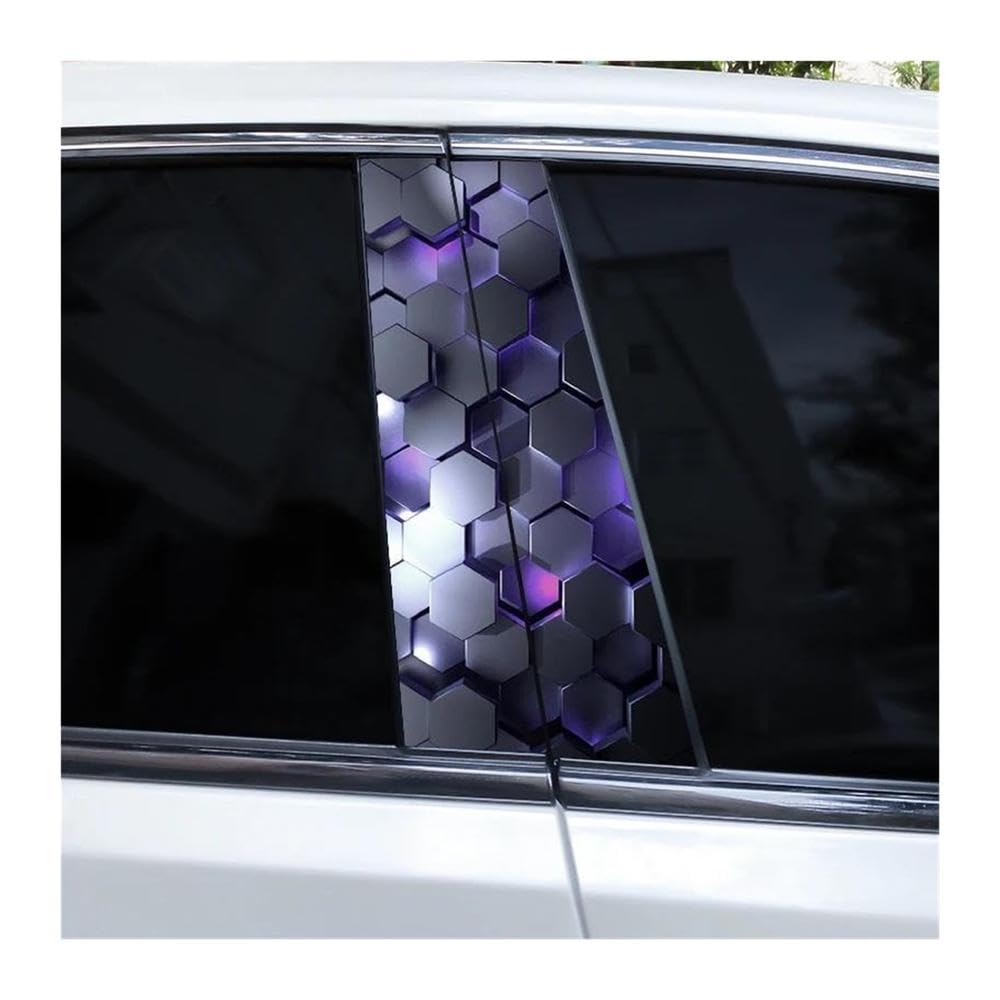 Decorative Items 2pcs Hexagon Image Stickers Car B-Pillar Vinyl Stickers DIY Car Door Pillar Stickers(G)