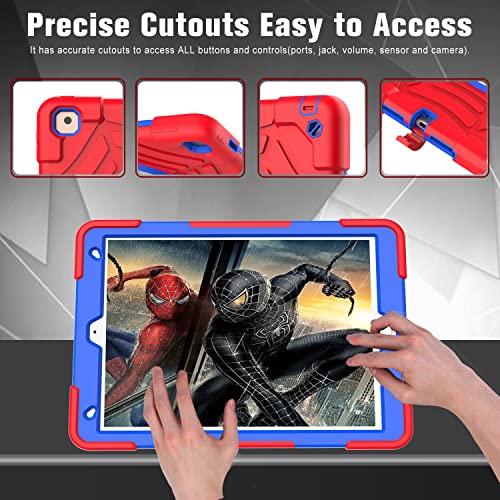 Ltrop Ipad 9Th/8Th/7Th Generation Case, Ipad 10.2 Case 2021/2020/2019, [Built-In Screen Protector] [Shoulder Strap] [Swivel Kickstand] Hybrid Protective Kids Case For Ipad 9/8/7 Gen 10.2 Inch, Red #TOP5