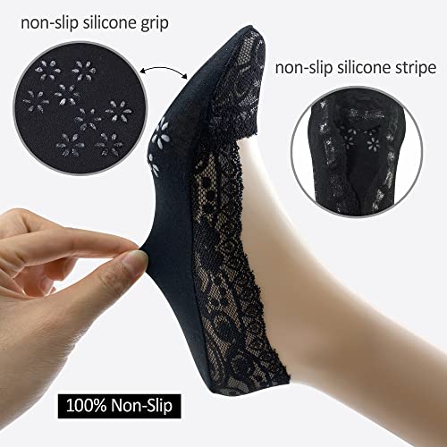 Fixseed No Show Socks Womens 6 Pairs Lace Socks Ultra Low Cut Socks For Flats Invisible Non Slip Thin Socks With Lace Trim #TOP2