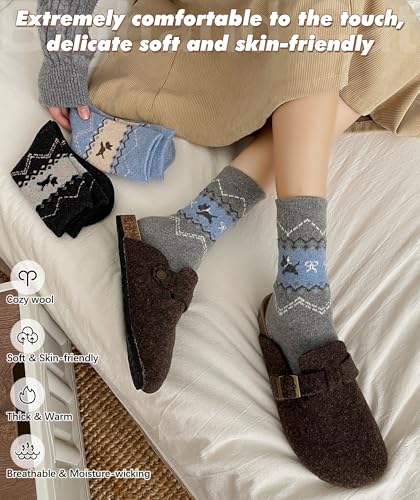Image of IIG Winter Warm Wool Socks for Women Original Design Trendy Boot Socks Ideal Gift