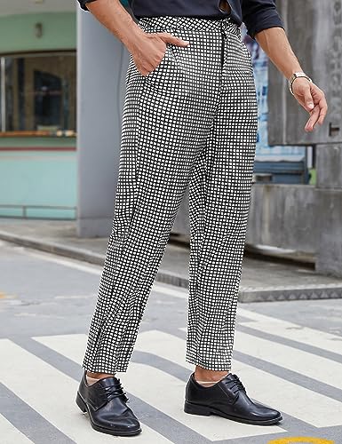 TURETRENDY Mens Metallic Pants Shiny Sequins Straight Leg Trousers Disco Nightclub Party Dance 70s3