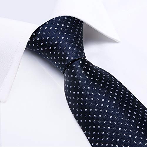 Image of DiBanGu Plaid Ties for Men Silk Checkered Necktie and Pocket Square Cufflinks Tie Clip Set with Gift Box for Wedding Business