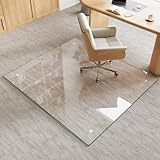 Tempered Glass Chair Mat for Carpet & Hard Floor, 42"x48" Office Chair Mat - Heavy Duty & Scratch Resistant, Non-Slip Pads, Rounded Corners & Polished Edges