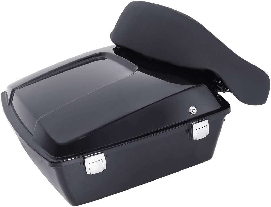 XMT-MOTO Vivid Black Chopped Tour Trunk Luggage Kit Fit for Harley Davidson Touring Road King FLHT FLHX and FLTR Models 1997-2008